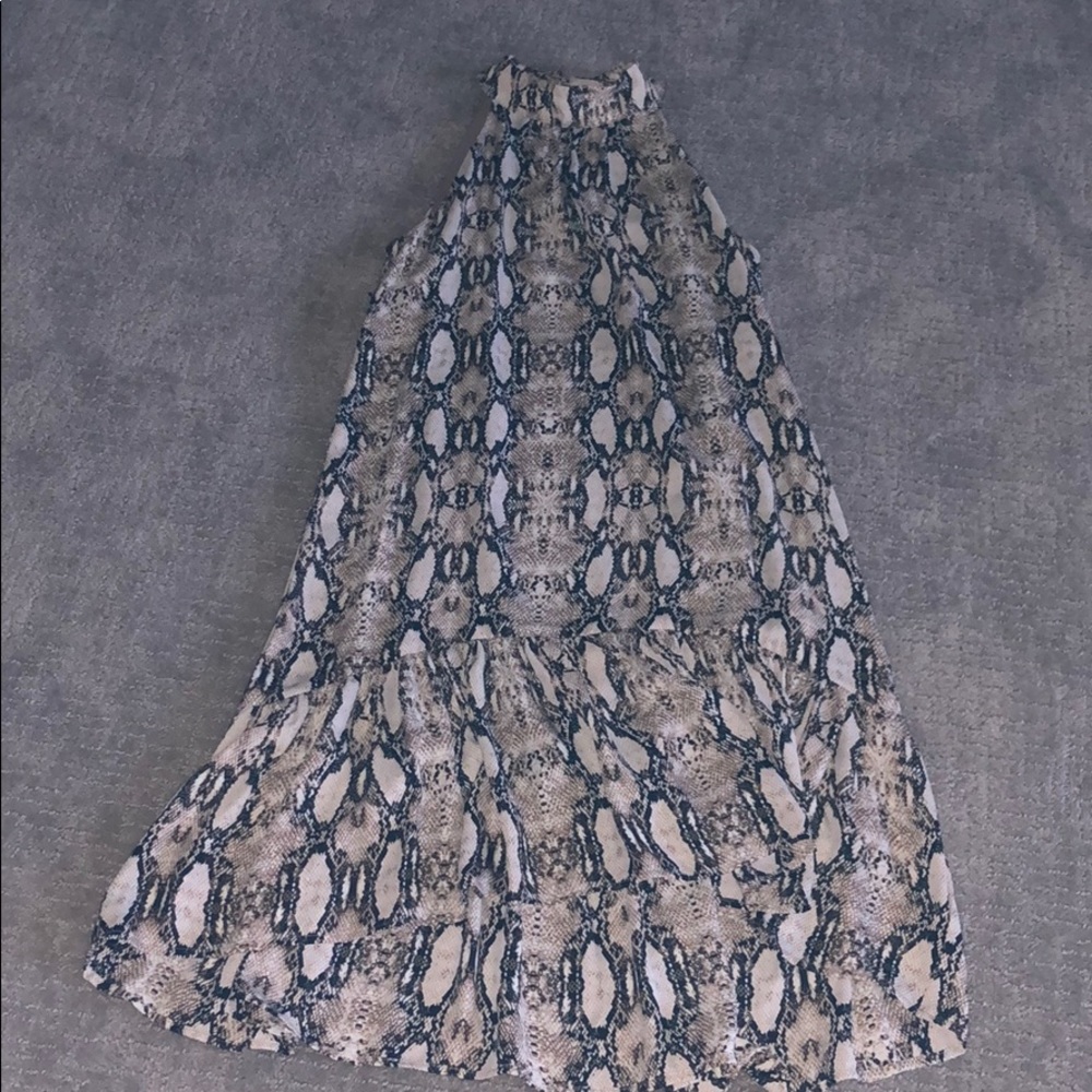 Snake Skin print halter dress with ruffled bottom
